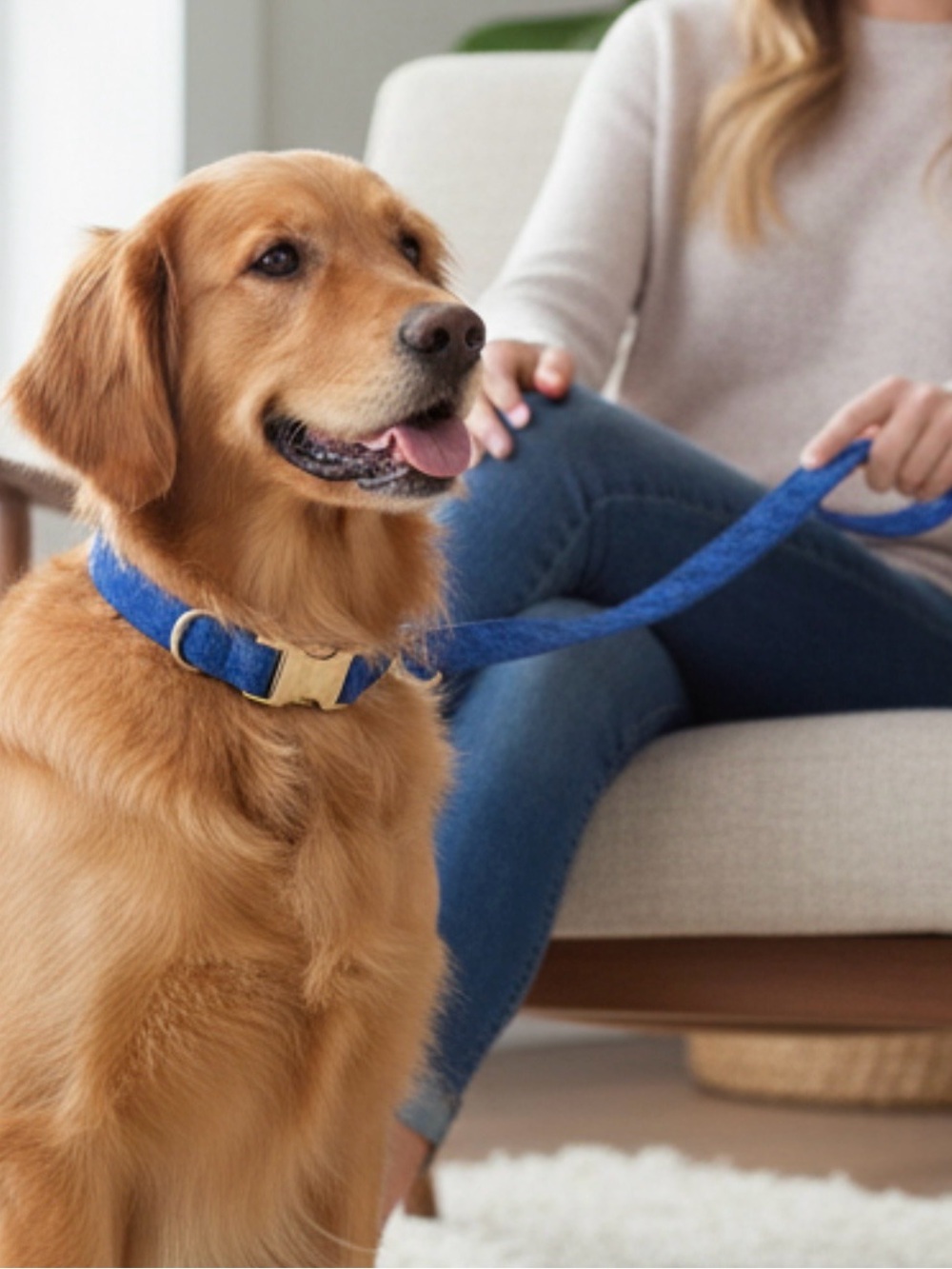 Top Paw® Lace Dog Collar & Leash Set Blue M